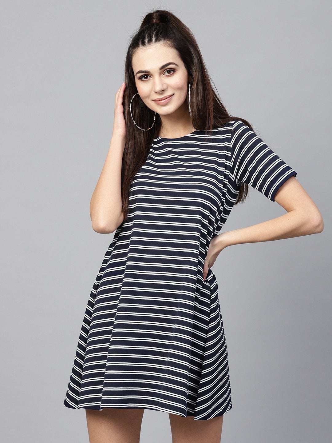 Women's Navy White Stripe Tent Dress