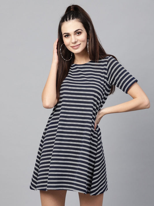 Women's Navy White Stripe Tent Dress
