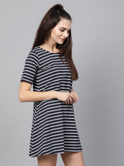 Women's Navy White Stripe Tent Dress