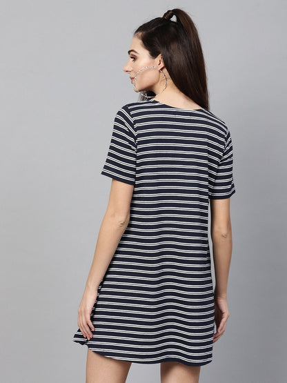 Women's Navy White Stripe Tent Dress
