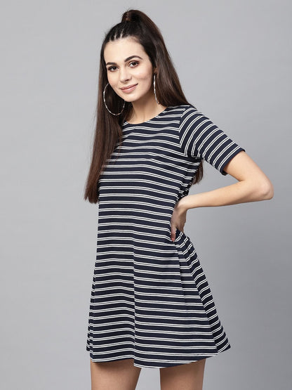 Women's Navy White Stripe Tent Dress