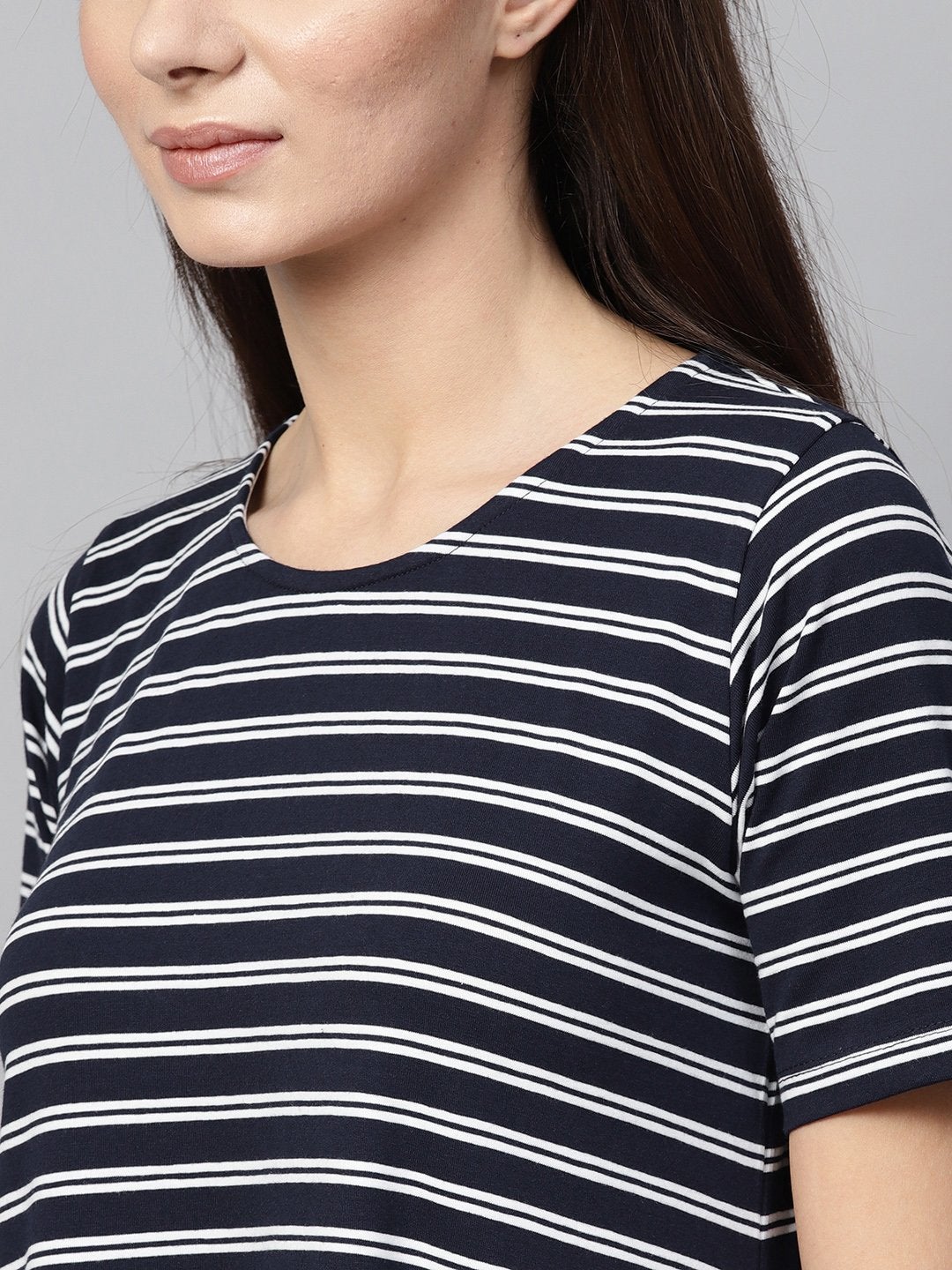 Women's Navy White Stripe Tent Dress