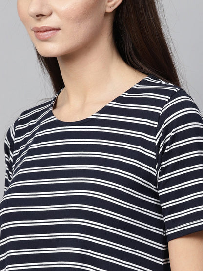 Women's Navy White Stripe Tent Dress