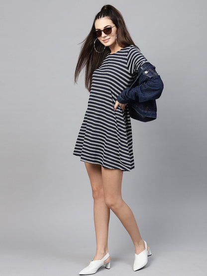 Women's Navy White Stripe Tent Dress