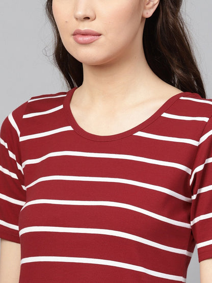 Women's Maroon White Stripe Maxi