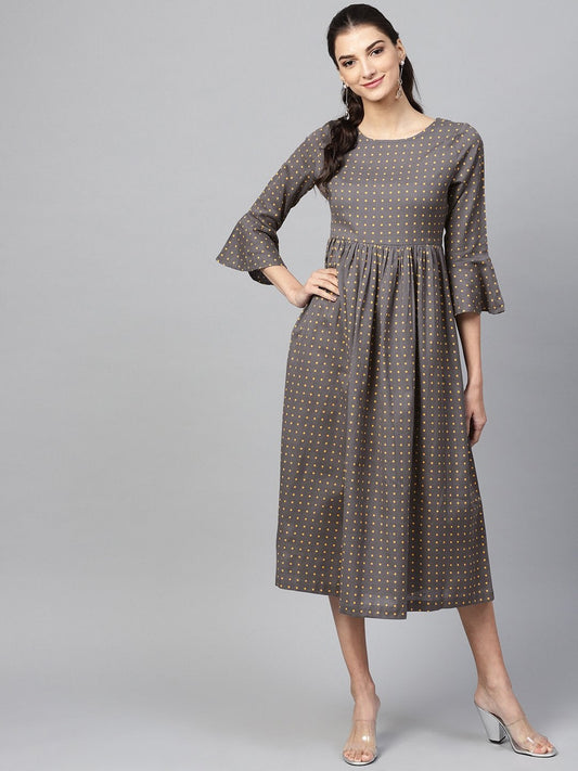 Women's Grey Gathered Dress
