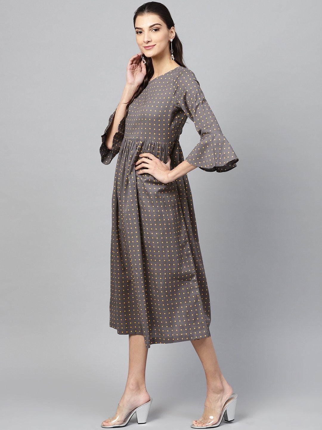 Women's Grey Gathered Dress