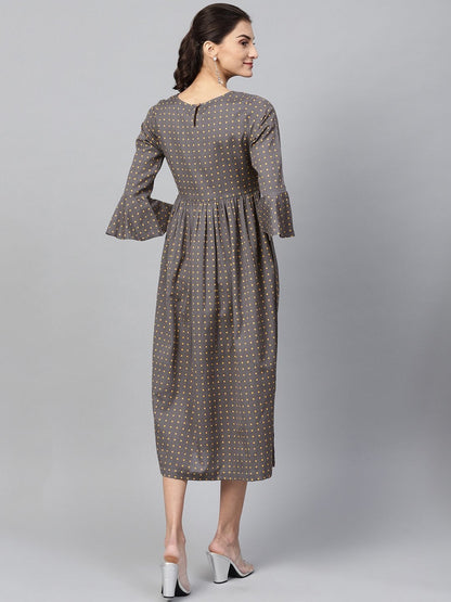 Women's Grey Gathered Dress