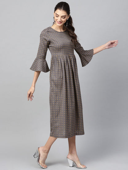 Women's Grey Gathered Dress