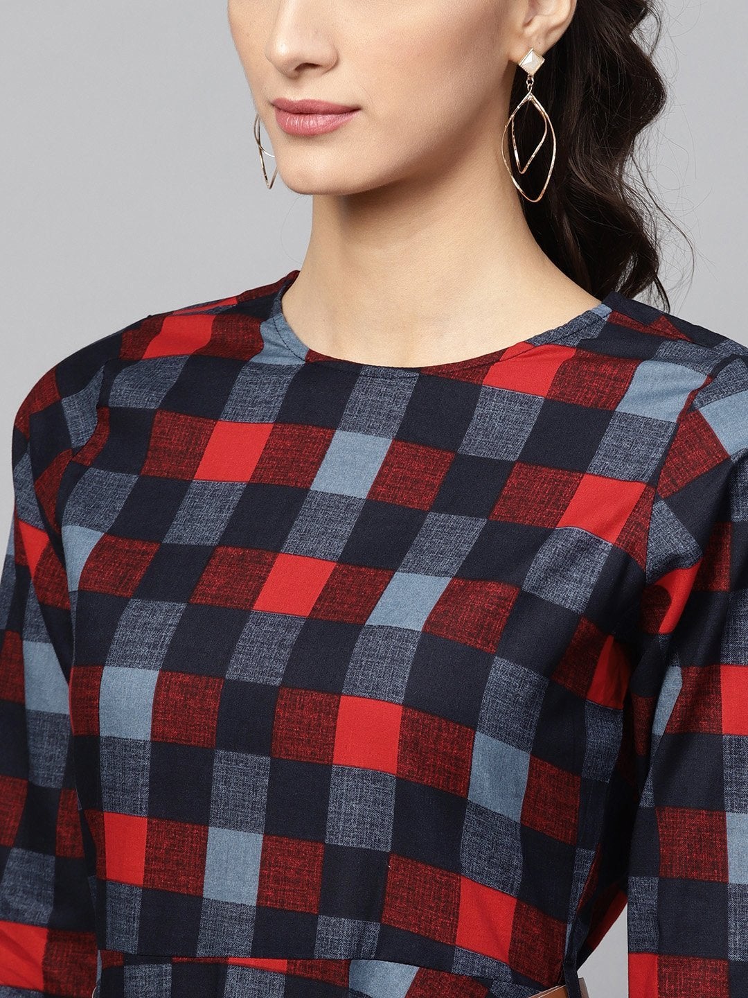 Women's Multi Check High Low Dress