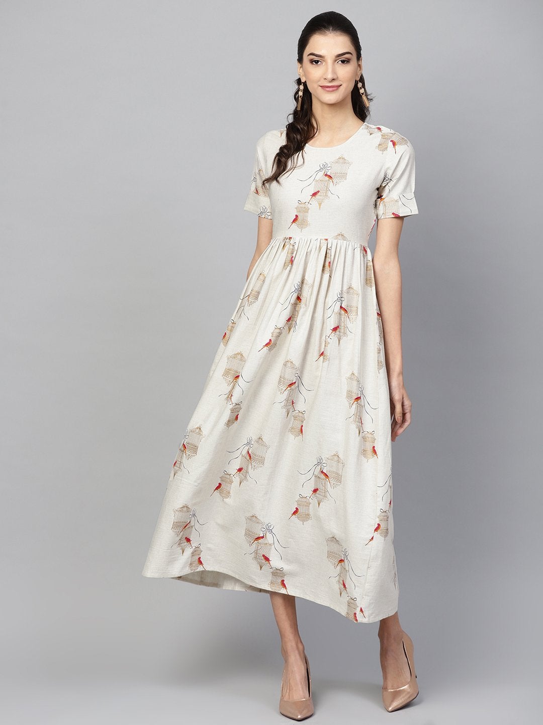 Women's Off White Cage Placket Dress
