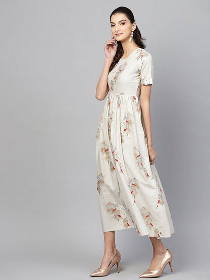 Women's Off White Cage Placket Dress