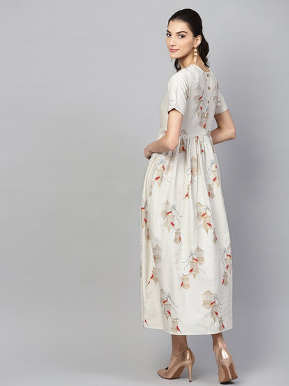 Women's Off White Cage Placket Dress