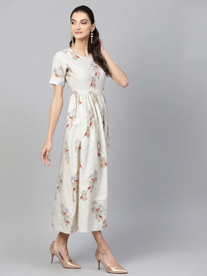 Women's Off White Cage Placket Dress