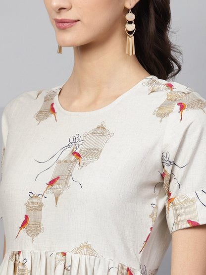 Women's Off White Cage Placket Dress