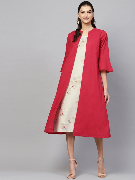 Women's Off White Cage Mock Shrug Dress