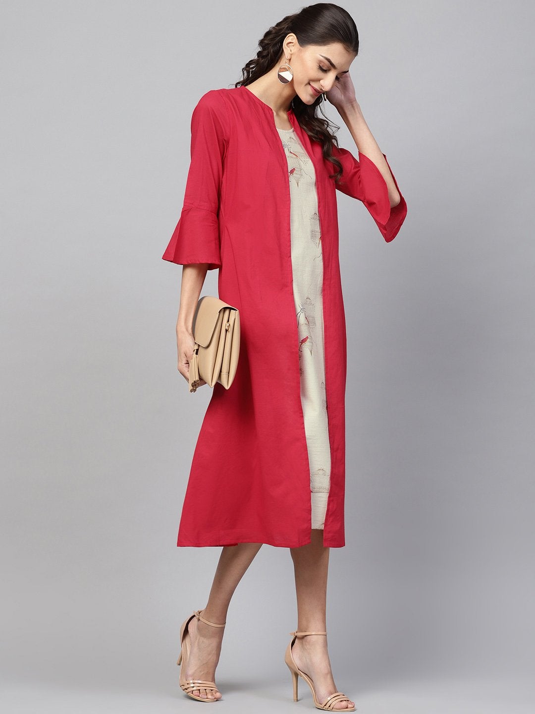 Women's Off White Cage Mock Shrug Dress