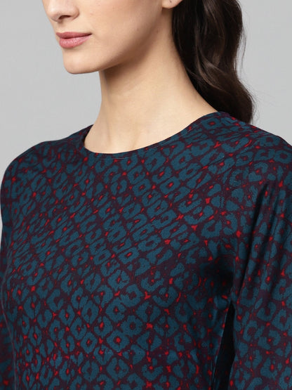 Women's Navy Geo High Low Dress