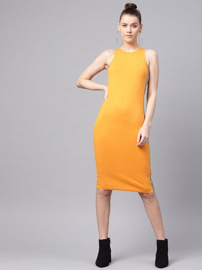 Women's Mustard Box Back Bodycon Athleisure Dress