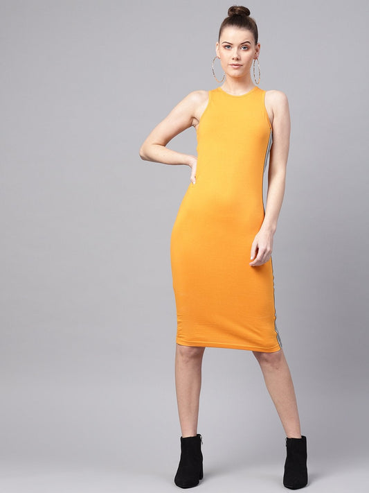 Women's Mustard Box Back Bodycon Athleisure Dress