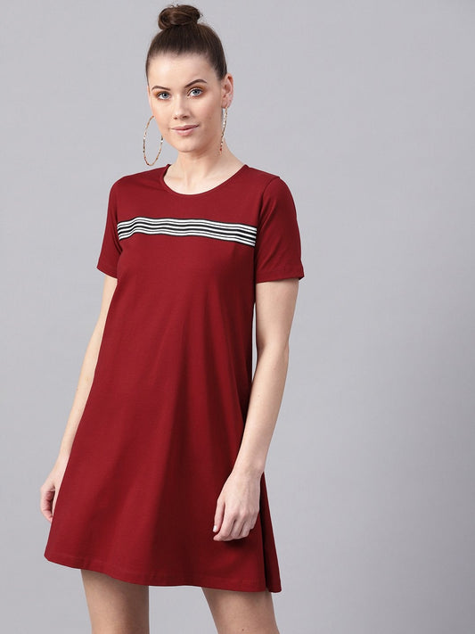 Women's Maroon Tent Athleisure Dress