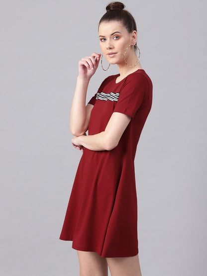 Women's Maroon Tent Athleisure Dress