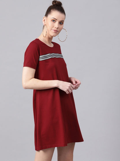 Women's Maroon Tent Athleisure Dress