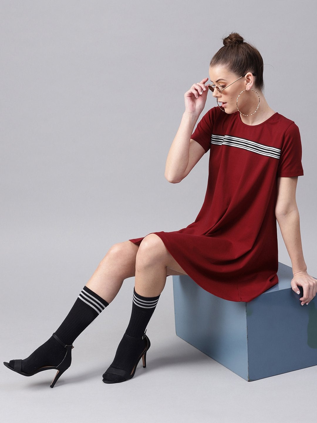 Women's Maroon Tent Athleisure Dress