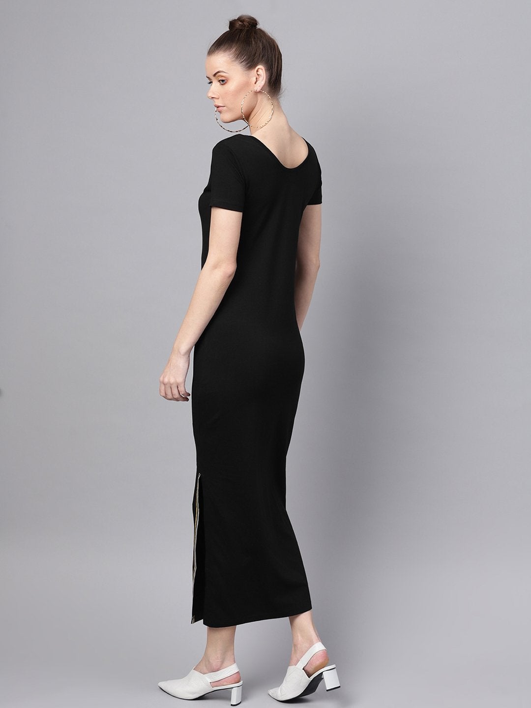 Women's Black Side Slit Athleisure Maxi