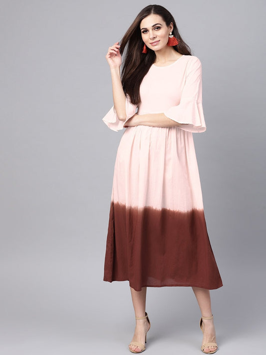 Women's Brown & Off White Ombre Maxi