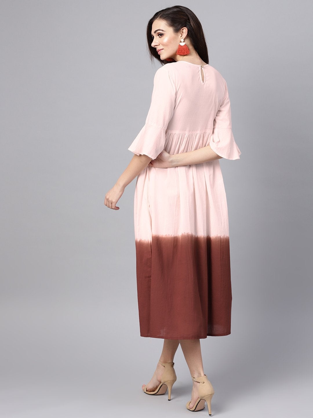 Women's Brown & Off White Ombre Maxi