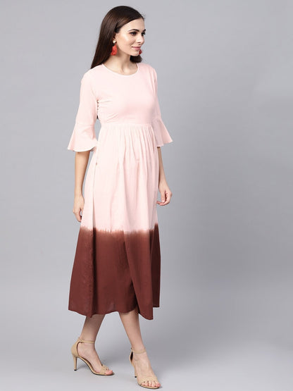 Women's Brown & Off White Ombre Maxi