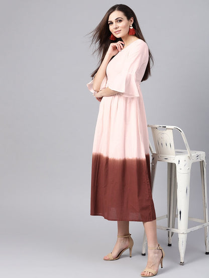 Women's Brown & Off White Ombre Maxi