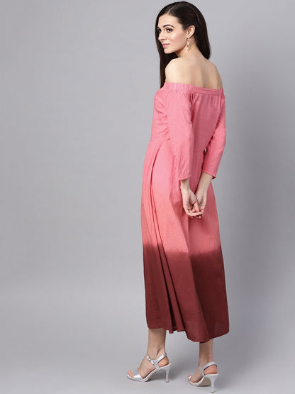 Women's Pink Ombre Off Shoulder Maxi