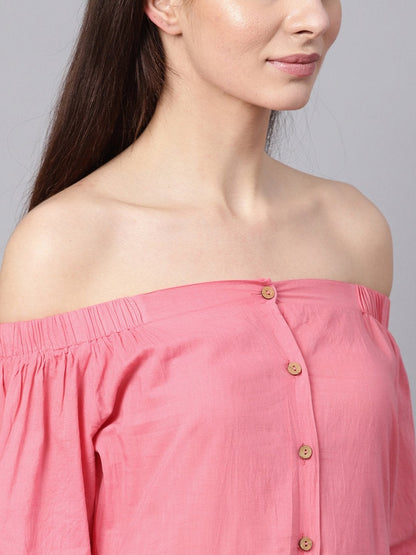 Women's Pink Ombre Off Shoulder Maxi