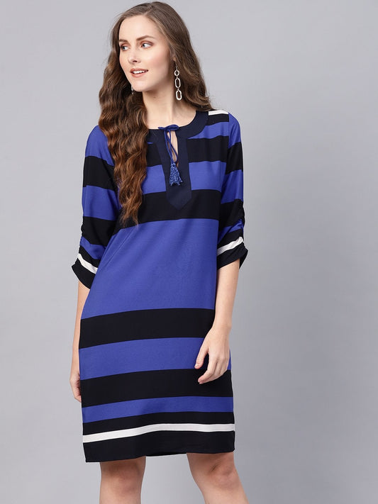 Women's Blue Stripe Shift Dress