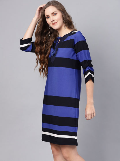 Women's Blue Stripe Shift Dress