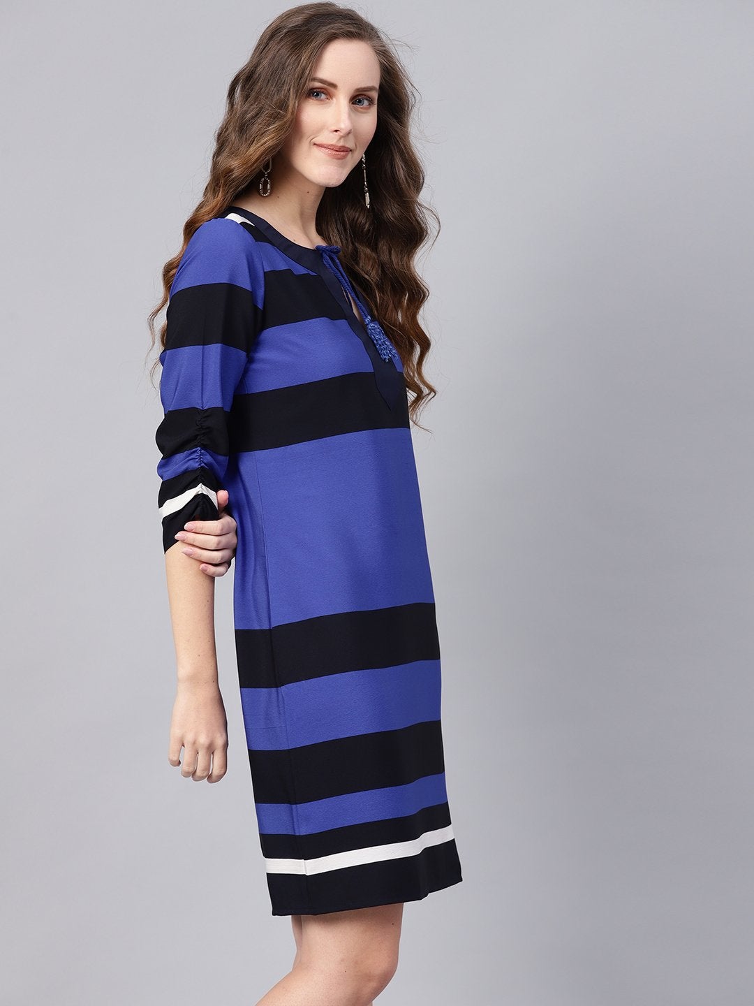 Women's Blue Stripe Shift Dress