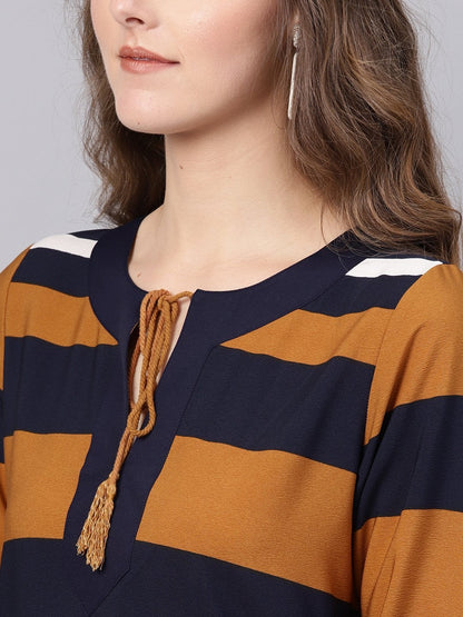 Women's Brown Stripe Shift Dress