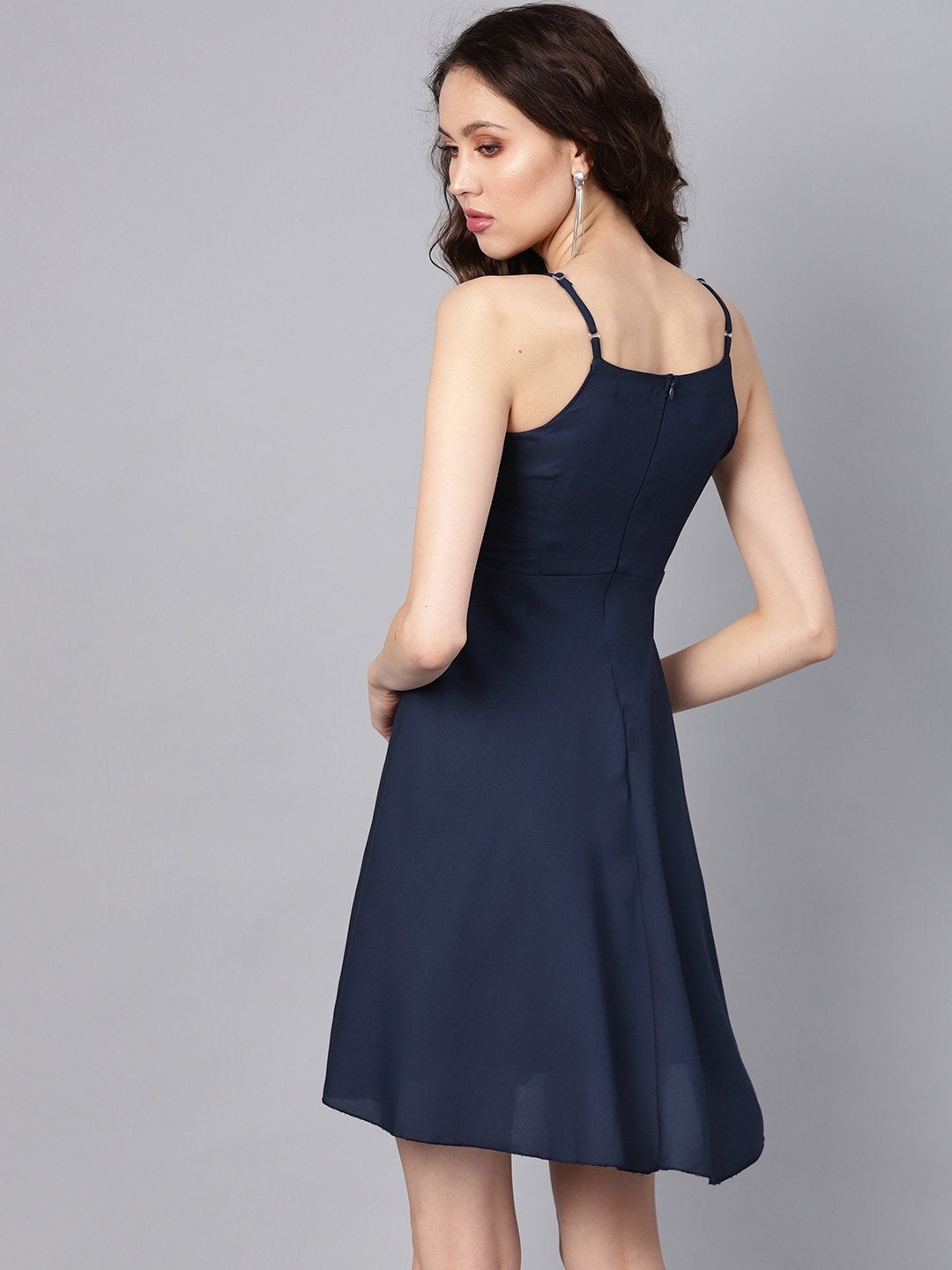 Women's Navy Blue Strappy Short Dress
