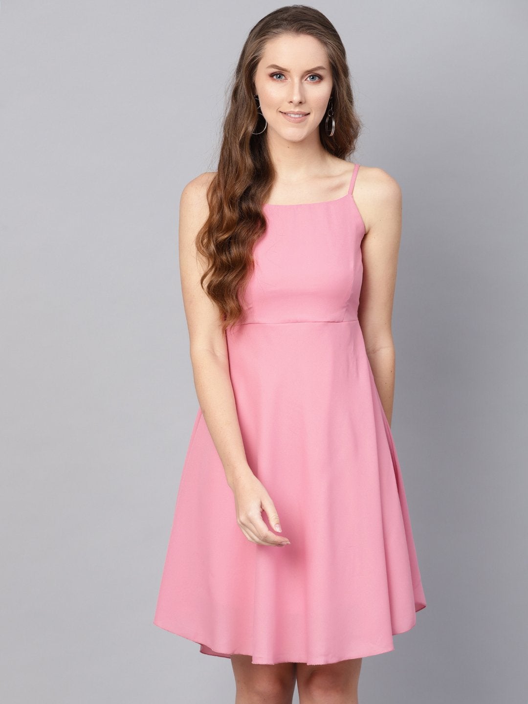 Women's Pink Strappy Short Dress