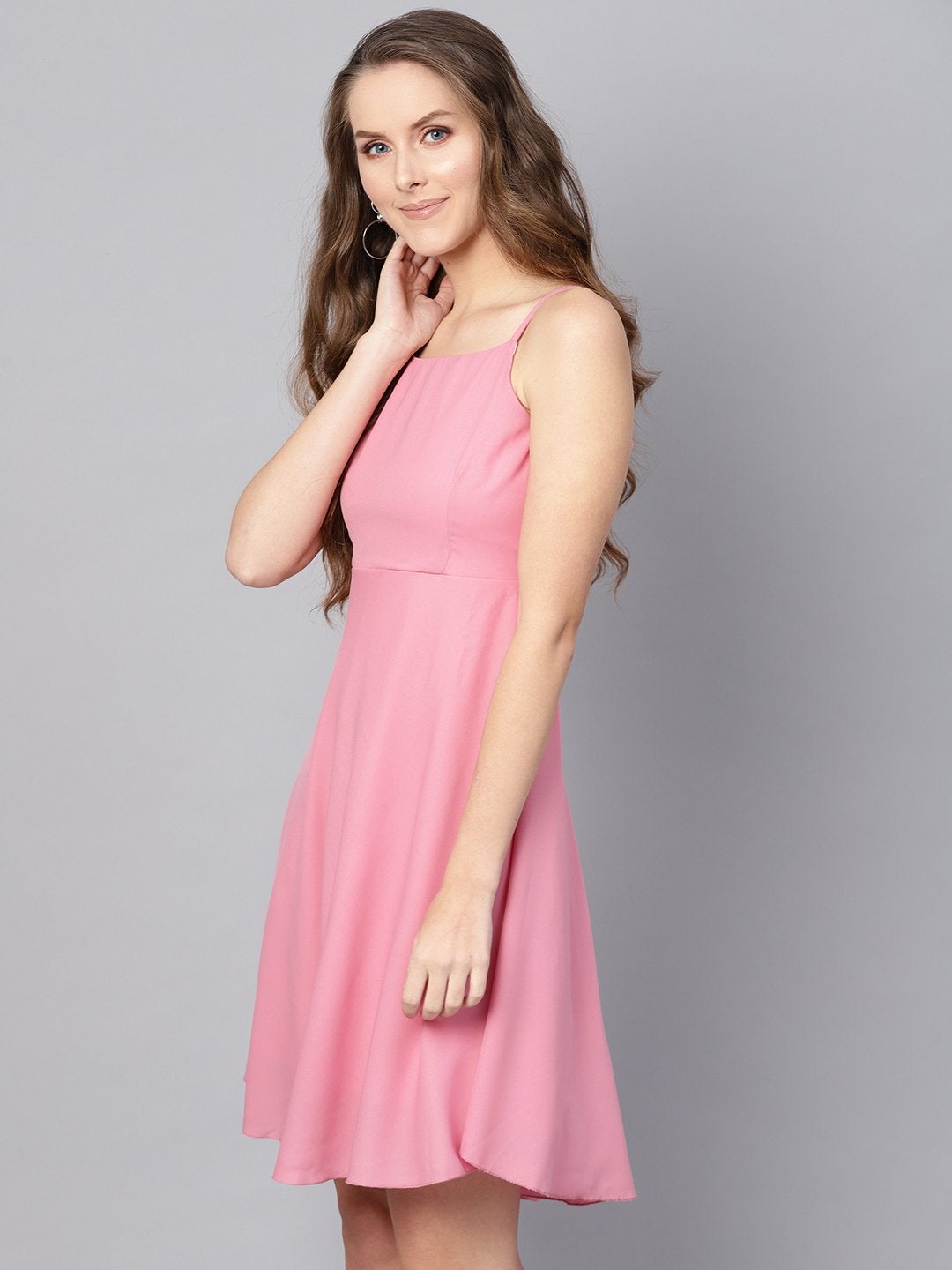 Women's Pink Strappy Short Dress