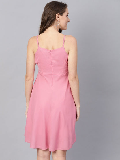 Women's Pink Strappy Short Dress