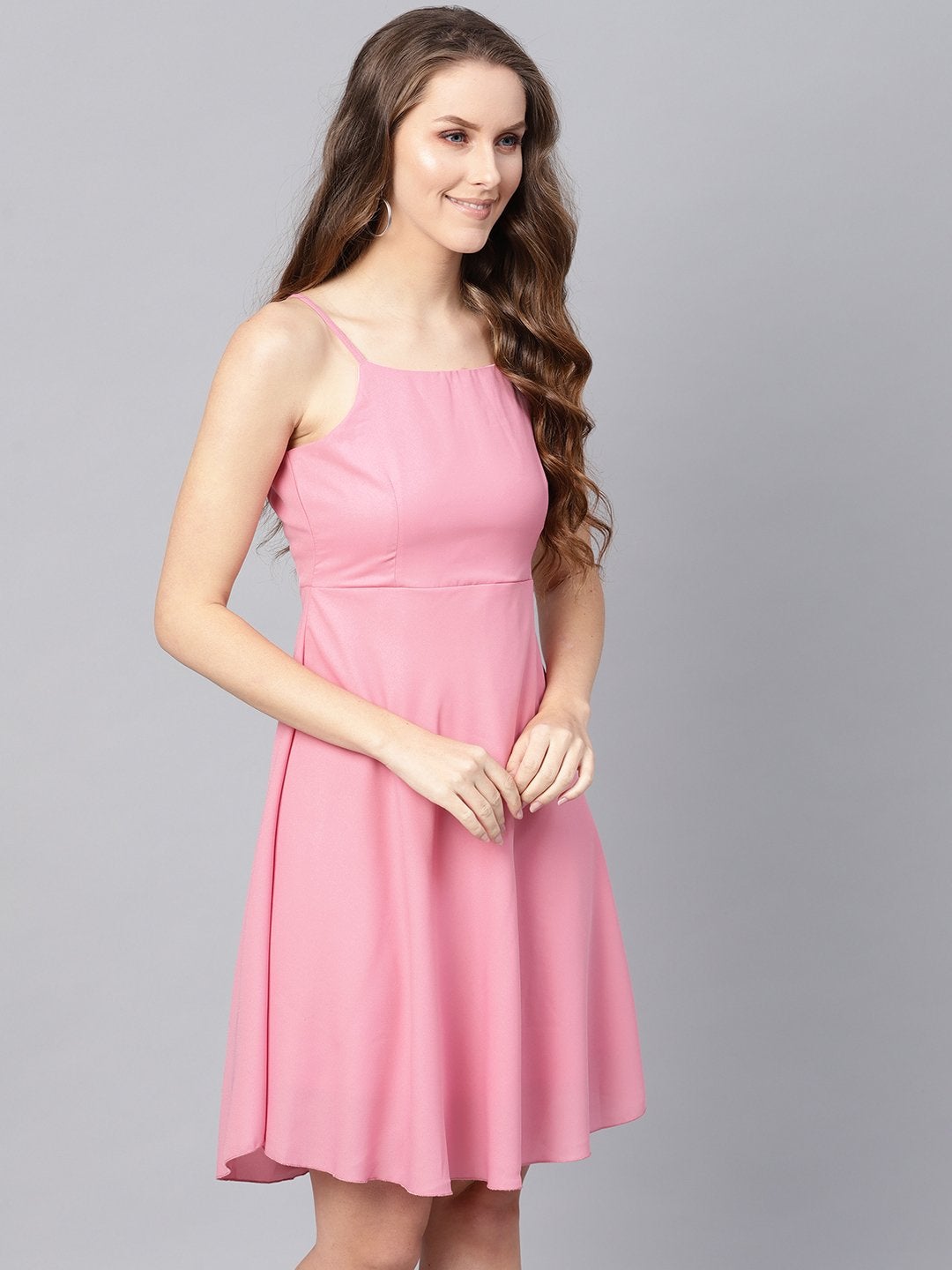 Women's Pink Strappy Short Dress