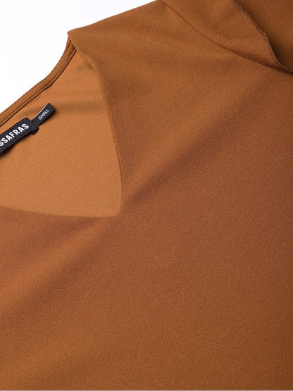 Women's Brown V-Neck Shift Dress