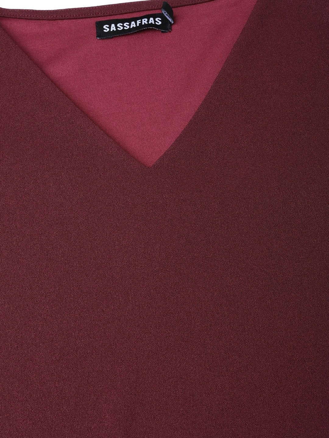 Women's Burgundy V-Neck Shift Dress