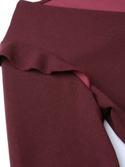 Women's Burgundy V-Neck Shift Dress