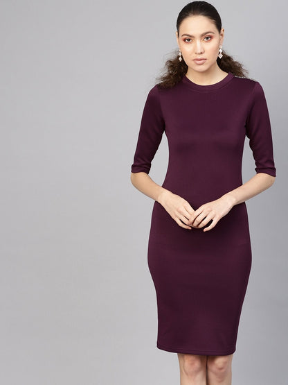Women's Purple Metal Trim Bodycon Dress