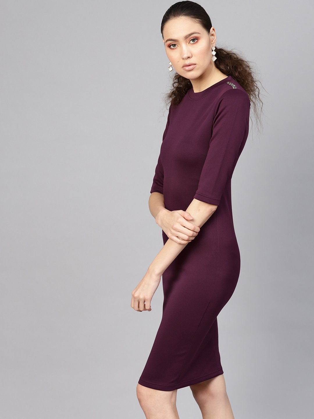 Women's Purple Metal Trim Bodycon Dress