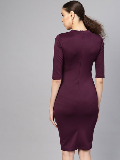 Women's Purple Metal Trim Bodycon Dress